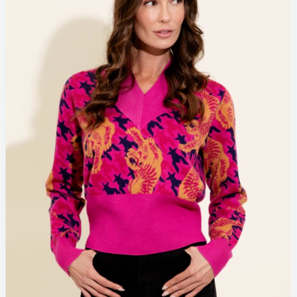 Alden Adair Aspen V Neck Sweater in Party Prowl Size Small NWT